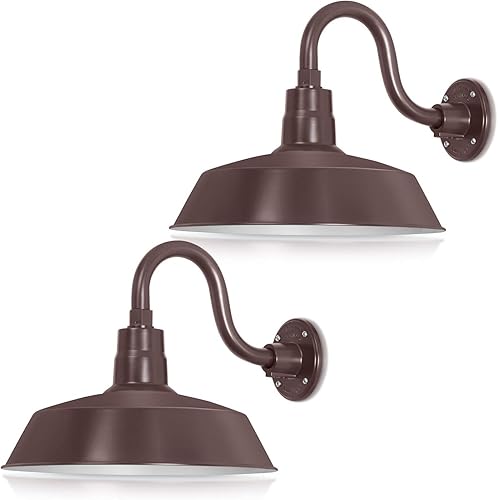 Miniatura 40 de 14 pulgadas. RLM Warehouse - Pantalla con brazo de cuello de cisne y bombilla Led A19 5000K de 9W Galvanizado (paquete de 1),Galvanizado