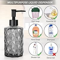 Vista 6 de Goodmeet - Juego de 3 dispensadores de jabón de vidrio de 11 onzas, bomba a prueba de óxido para jabón de manos, champú y loción, botella recargable