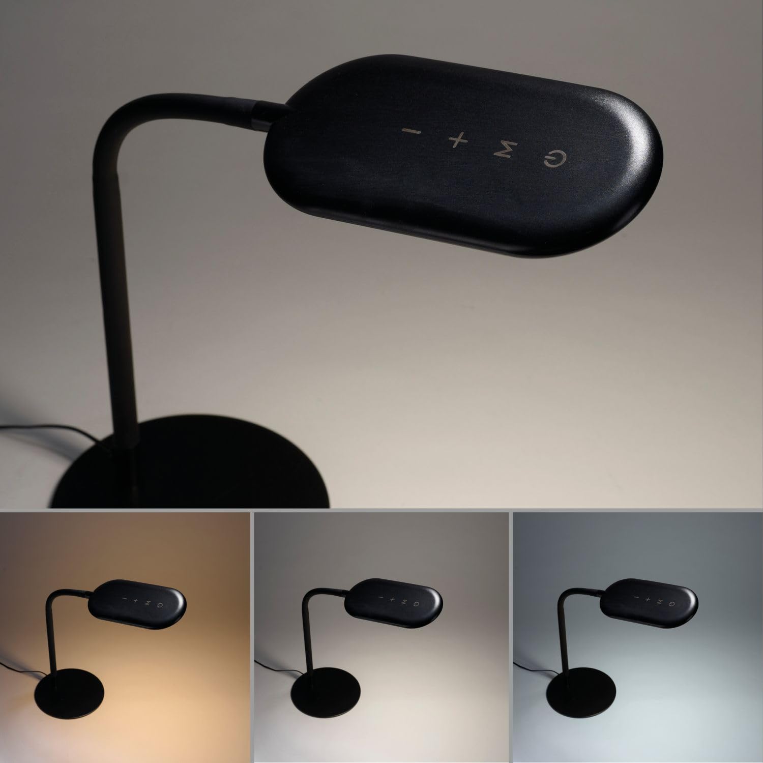 Licht-Erlebnisse LED Tischlampe Metall Schwarz Büro Schreibtisch H:59 cm 3000-6000 K 1180 lm 7 W Touch Dimmer Farbtemperaturwechsel flexible Tischleuchte Modern HESWIN