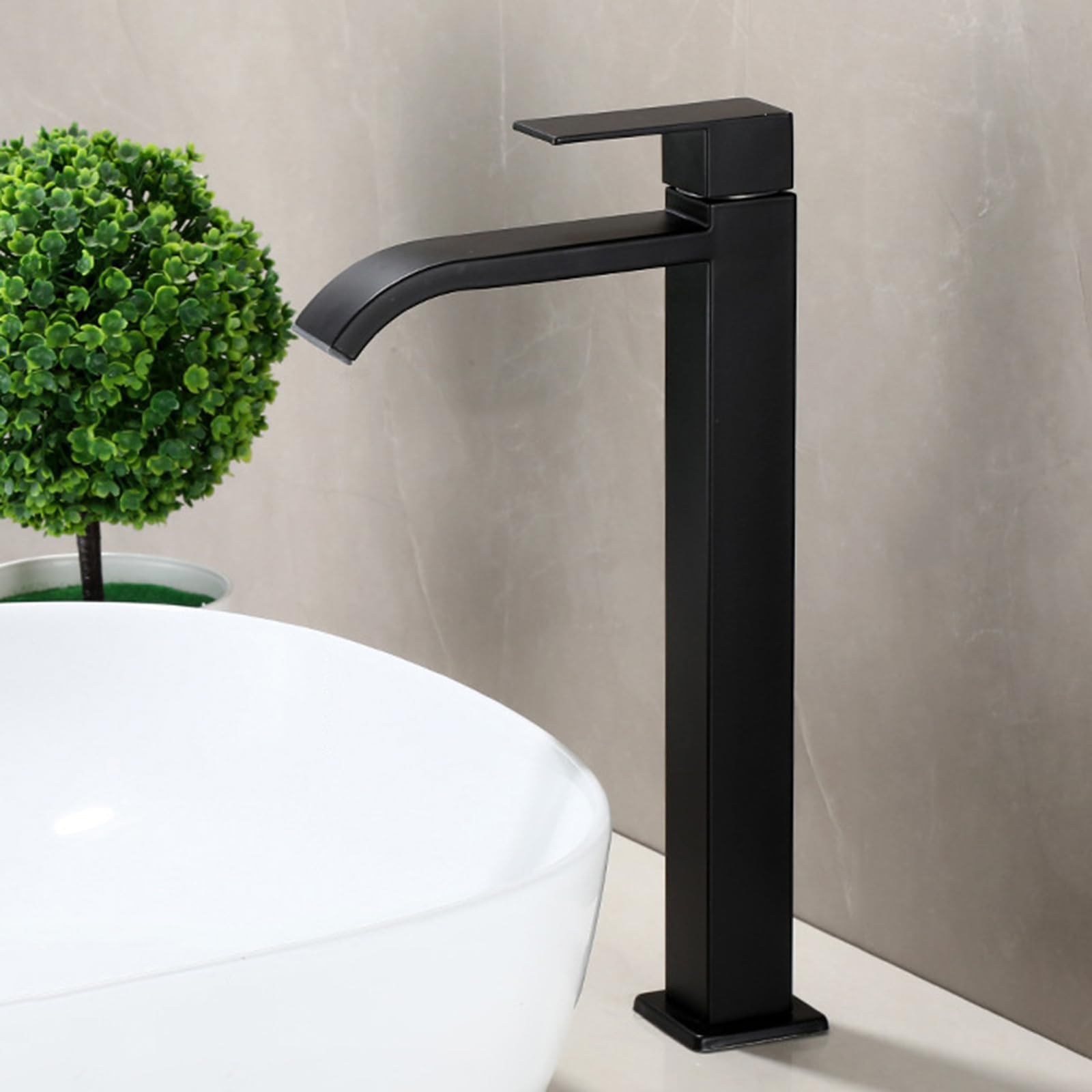 ANVLOJRIH Basin Mixer Tap Bathroom Sink Taps Waterfall Taps Black for Bathroom Sink Cold Water Tap Brass 1 Hole-A Lavatory Sink Faucet