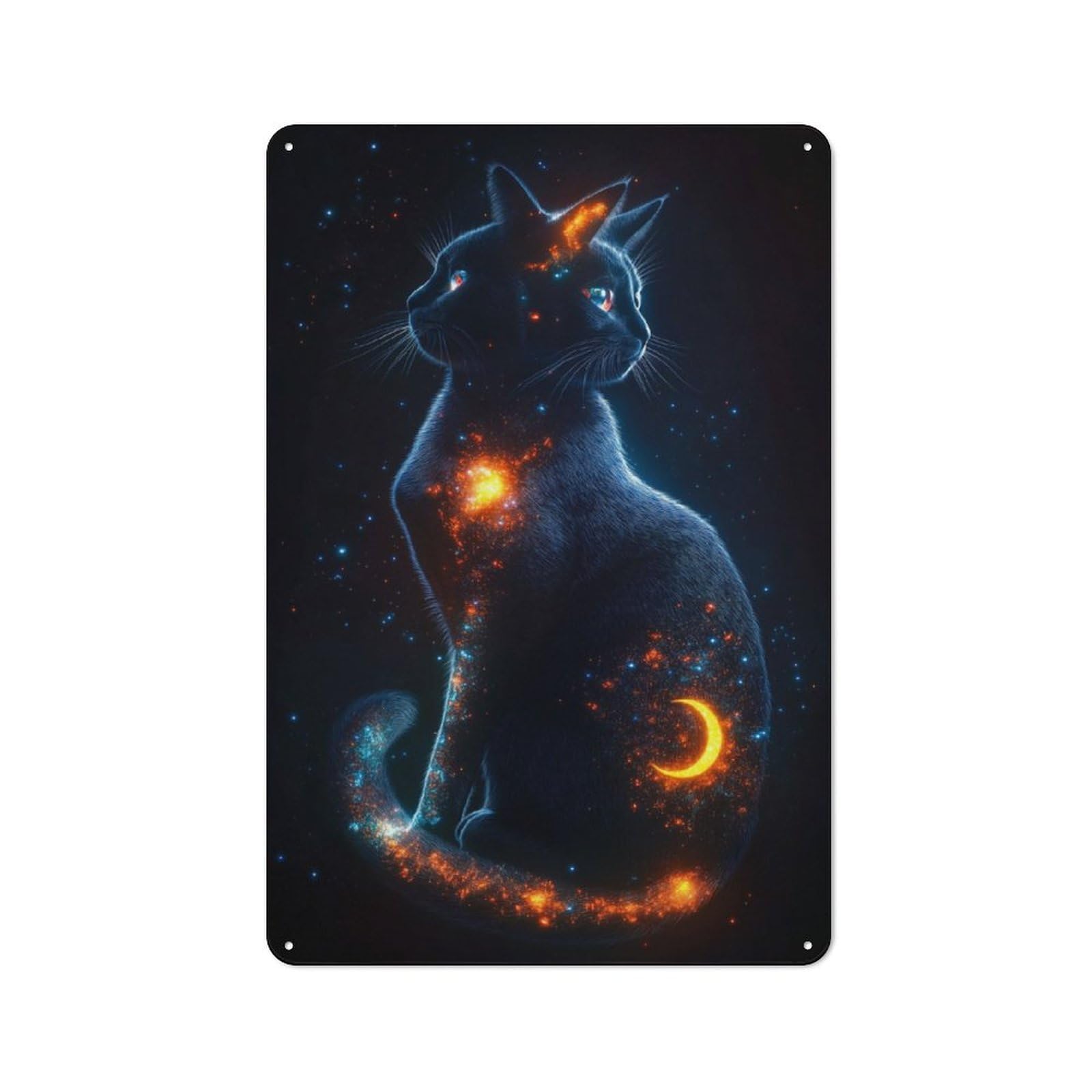 Junmoney Visions Of A Cosmic Cat Vintage Metal Sign 30X20cm For Hobby Room Or Studio, Housewarming Present For People Styling Hobby Room And Studio