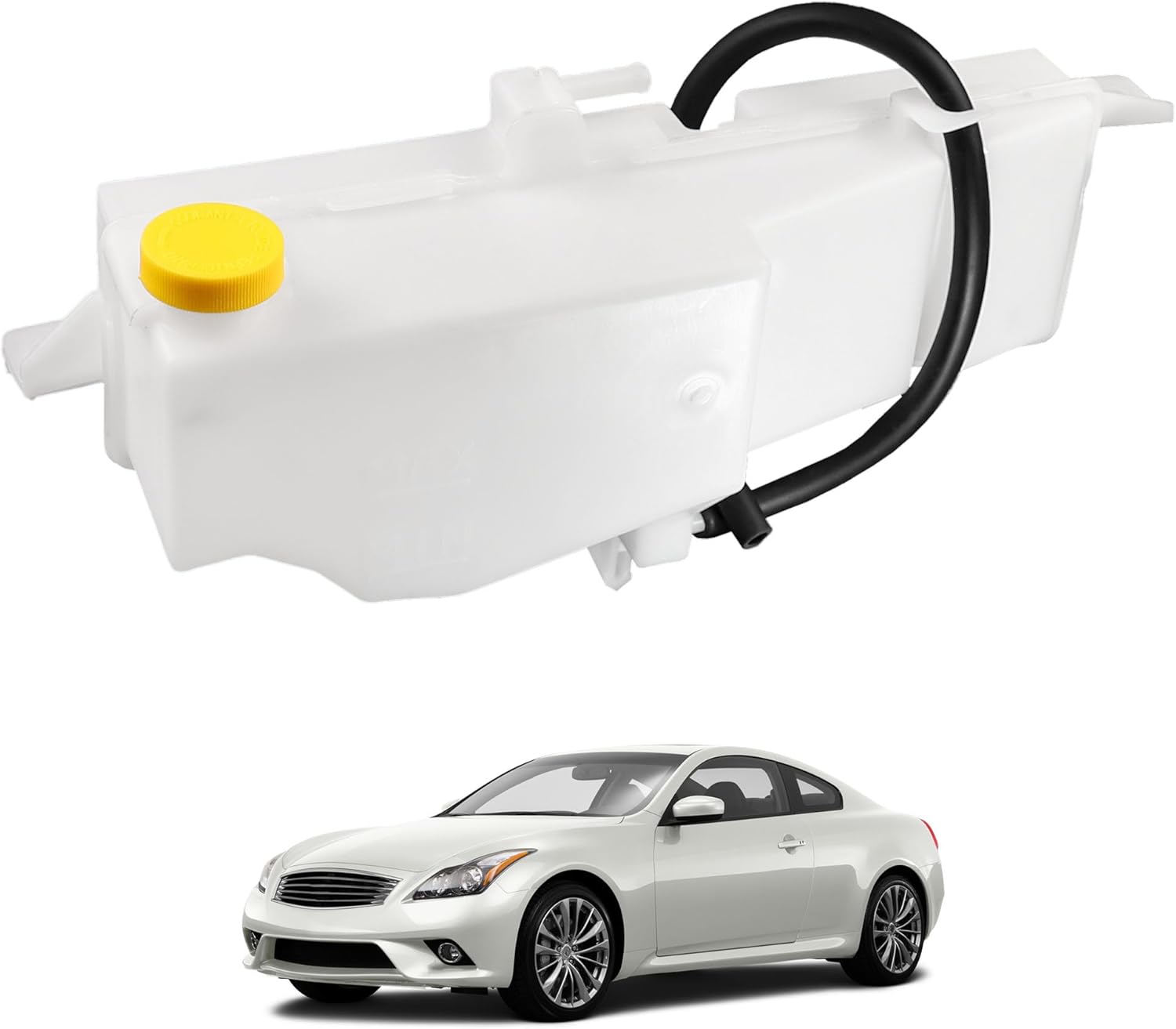 Engine Coolant Reservoir Tank with Cap & Hose Compatible with 2009-2012 Nissan 370Z 2007-2013 INFINITI G25 G35 G37 Q40 Q60 V6-Gas Replaces 21710-JK000 Radiator Overflow Expansion Tank