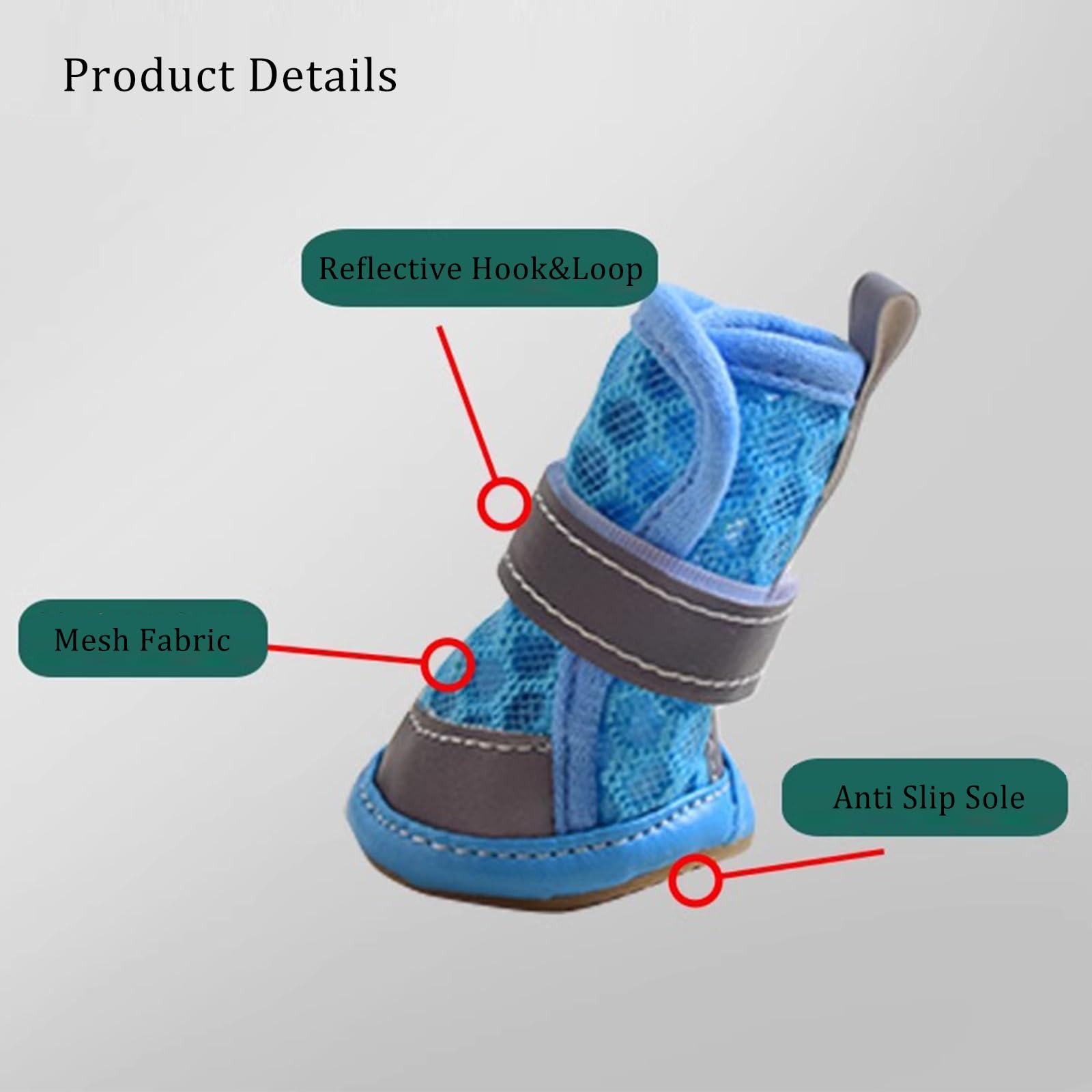 MeiAOBest Dog Summer Mesh Shoes,Breathable Reflective Dog Non-Slip Boots Pet Paw Protection Cover Anti-Licking Walking Footwear for Small Medium Dogs_4#(Orange) - Image 4
