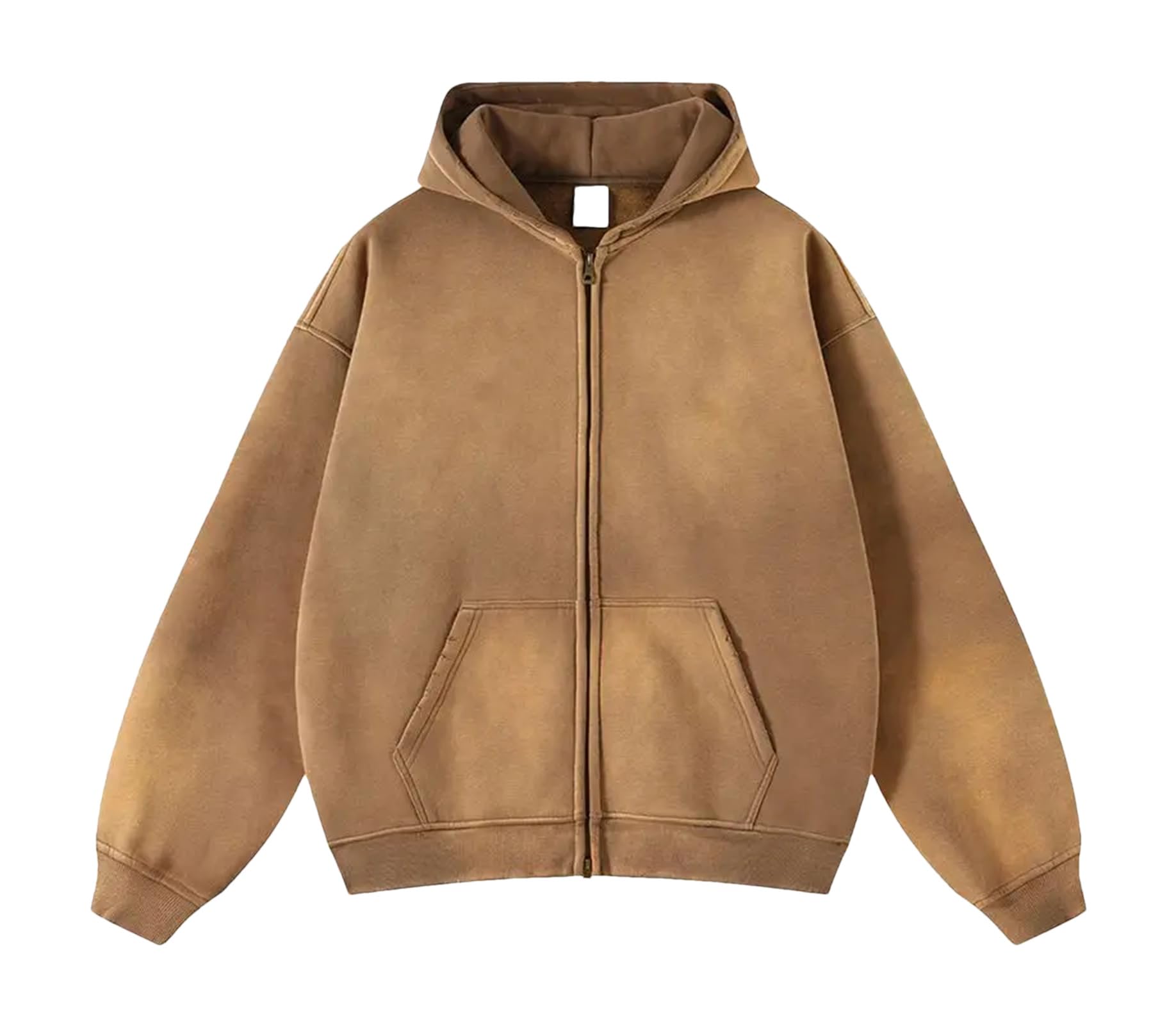 Felpa invernale da donna in cotone con cappuccio caldo in pile spesso invecchiato felpa vintage con cerniera cappotto con cappuccio hip hop
