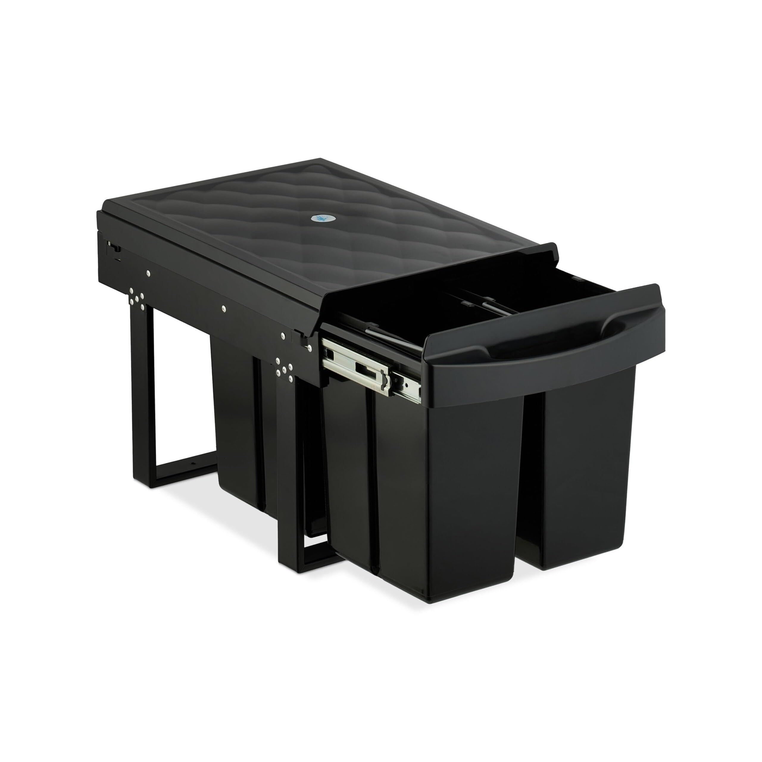 Relaxdays Cubo de Basura Cocina, 4 Espacios, 4X 8 L, 34,6 x 34 x 51,8 cm, Extraíble, Papelera Reciclaje Fregadero, Negro