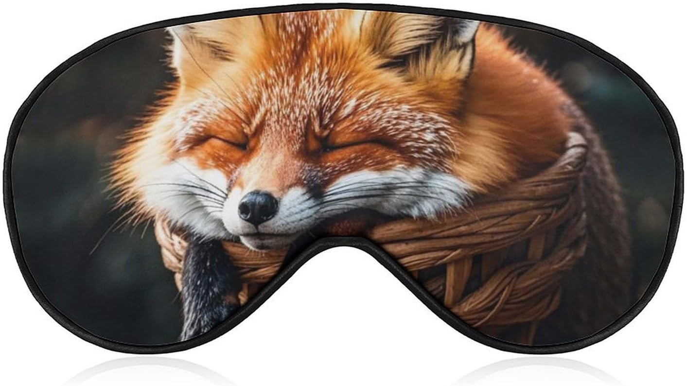 Funny Fox Creature Sleeping Blackout Sleep Eye Mask, Ventilated Fabric, Adjustable Wearing Style, Zero Pressure Sleeping Mask Soft Skin Friendly Eyeshade for Women Men