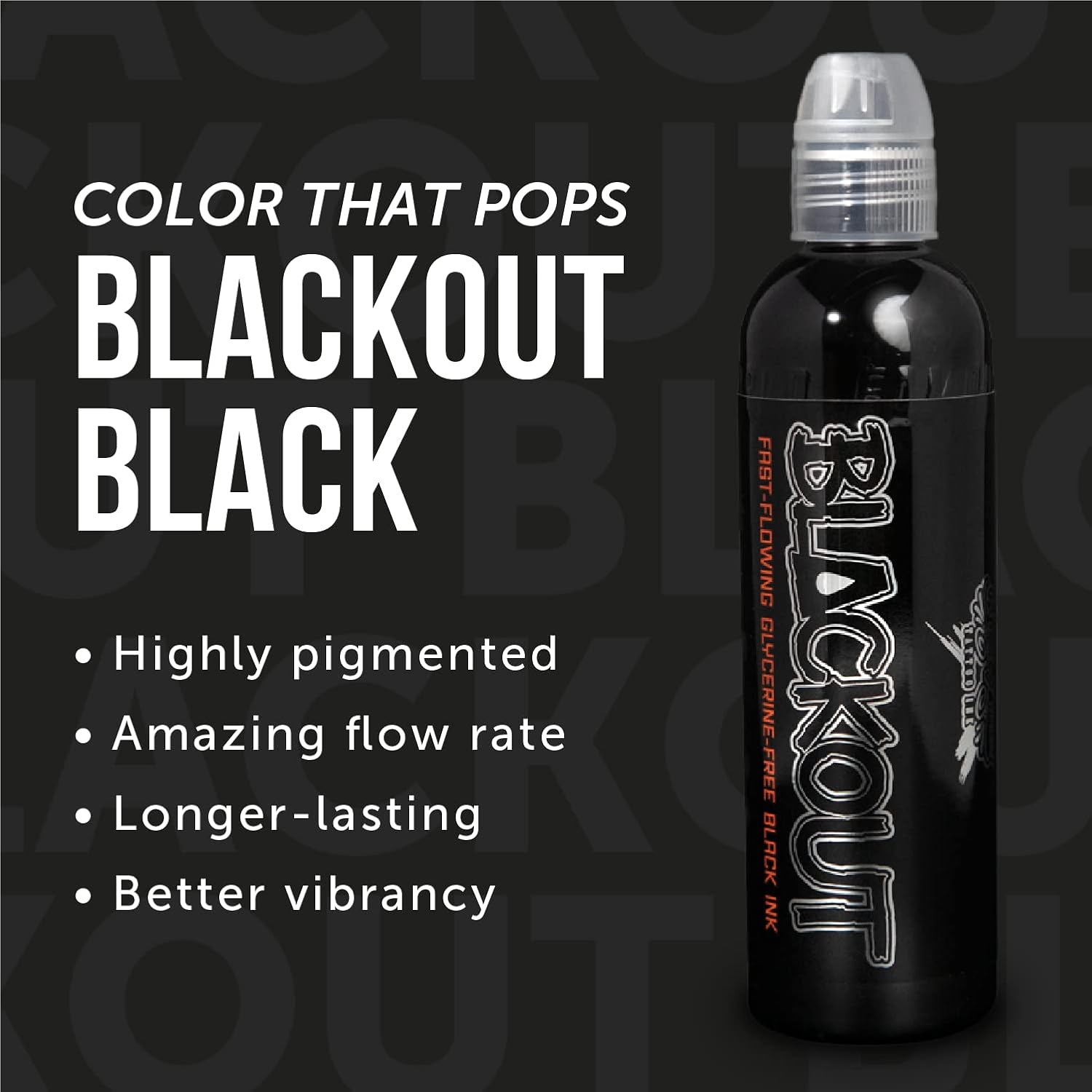 World Famous Blackout Black Tattoo Ink - Ultra-Thin, Long Lasting Black Ink for Lining, Shading & Permanent Makeup - Professional-Grade Tattoo Supplies - Vegan, Cruelty-Free (8 Oz)