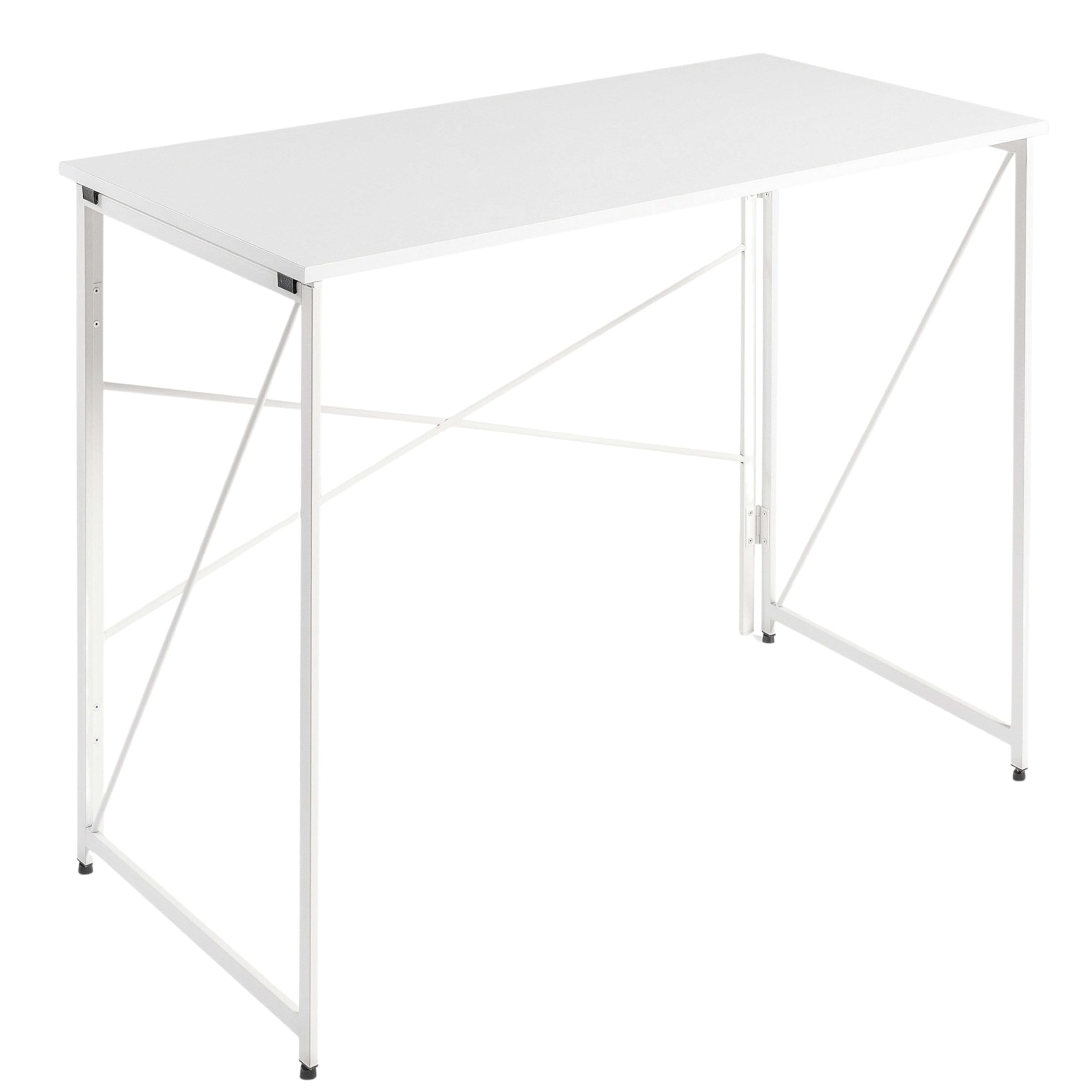Miroytengo Mesa Escritorio Plegable Fed de Oficina Estilo Moderno con Estructura Metálica en Color Blanco 100x73x50 cm