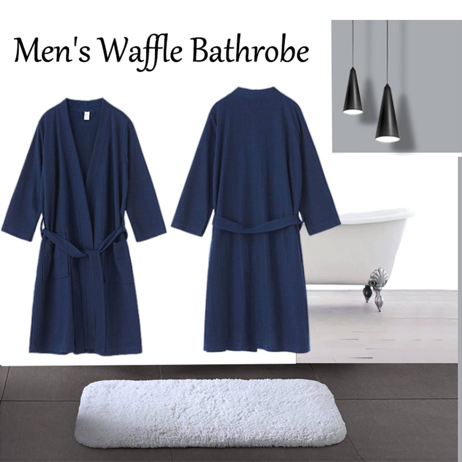 Zestaw piżam dla par Prezenty dla ukochanej osoby Szlafrok hotelowy z chłonną waflą, hotelową koszulą nocną Robe Lounge(Sky Blue,XL)