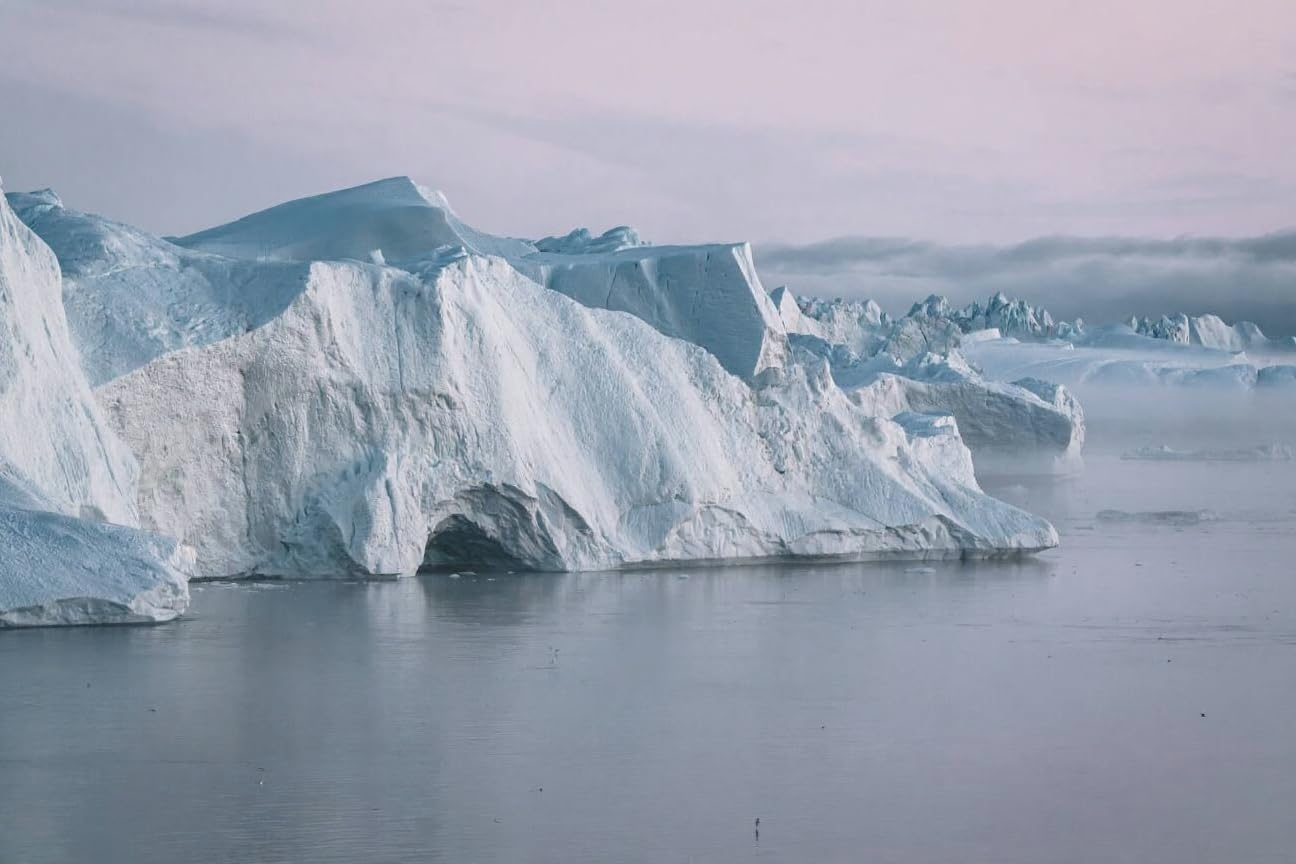 adrium Poster da 110 x 70 cm: giganti iceberg di diverse forme nel Golfo della Groenlandia, il più grande ghiacciaio su un pianeta Jakobshavn.