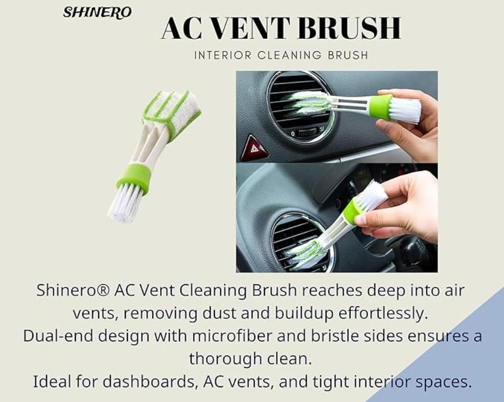 Image of AC Vent Cleaner Brush (1 Pc) - Dual Head Car Vent Cleaning Tool | Microfiber & Brush Design for AC Vents, Blinds & Interior Gaps