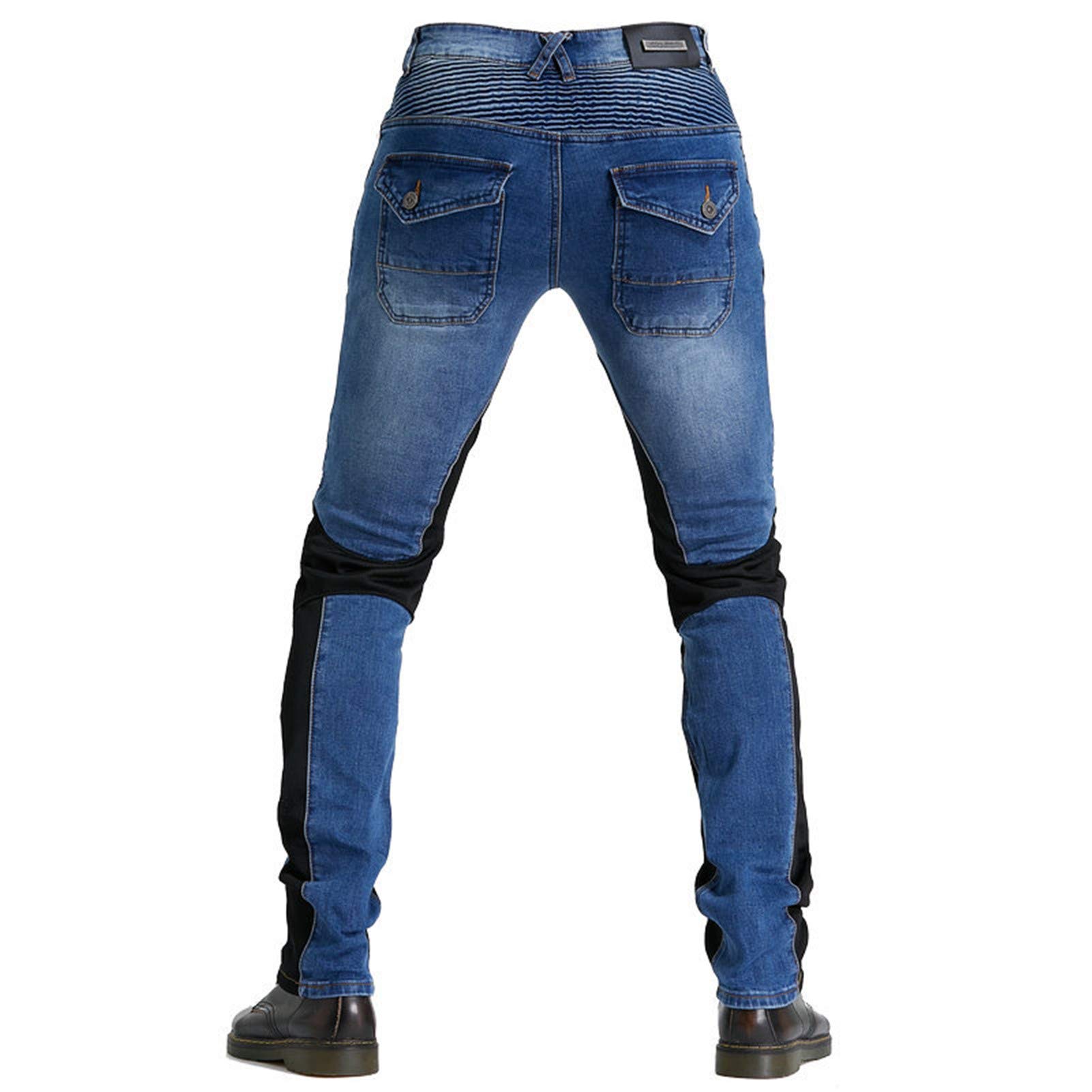 BEDSETS Pantaloni Moto Da Uomo, Pantaloni Jeans Denim Pantaloni Motocross, Con 2 Paia Di Jeans Imbottiti Protettivi, Con Fodera Protettiva (Blu,M)