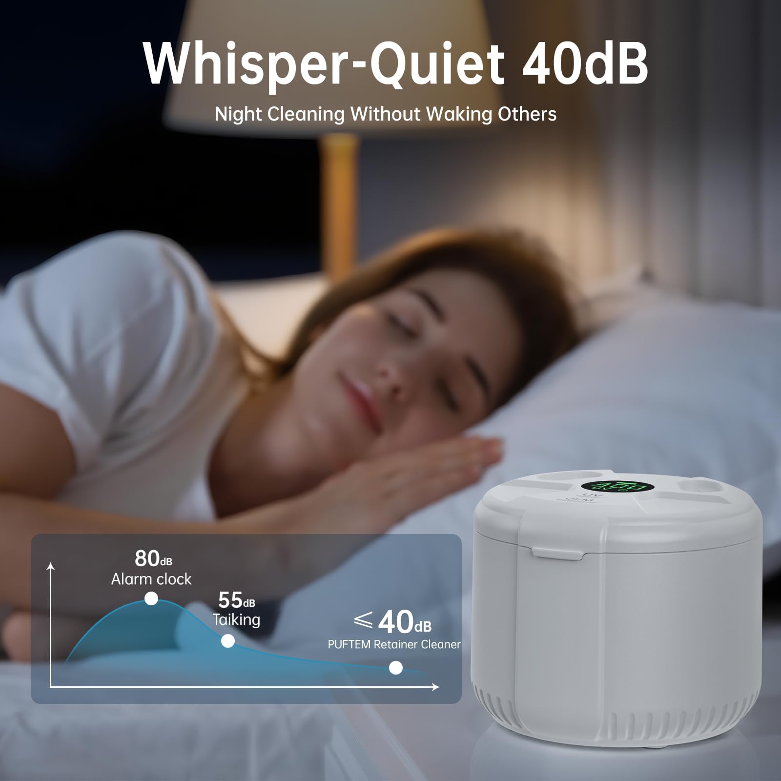 Máquina limpiadora de retenedores ultrasónicos, cápsula de limpieza dental de 45 kHz con temporizador digital para prótesis, protectores bucales, protectores nocturnos, alineadores, cepillo de dientes