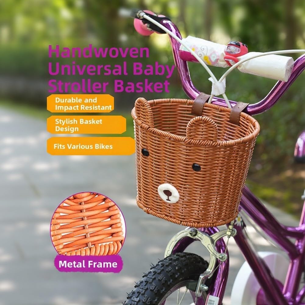 Panier Vélo Enfant Rétro Osier 23cm avec Cloche
