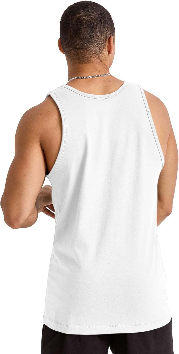 Hanes Mens Essentials Tank Top Pack, Midweight Cotton Tanks, Sleeveless Shirts, 3-Pack - Image 3
