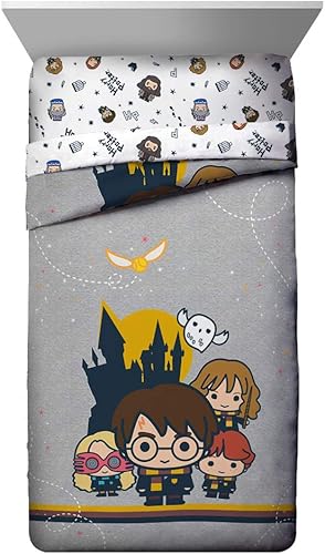 Miniatura 2 de Juego de edredón y funda de almohada de Harry Potter Charms, tamaño individual, ropa de cama reversible súper suave para niños con Harry, Ron,