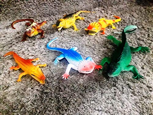 Kit 6 Largartos Borracha Miniatura Animal 6 Repteis serve para banho pode molhar
