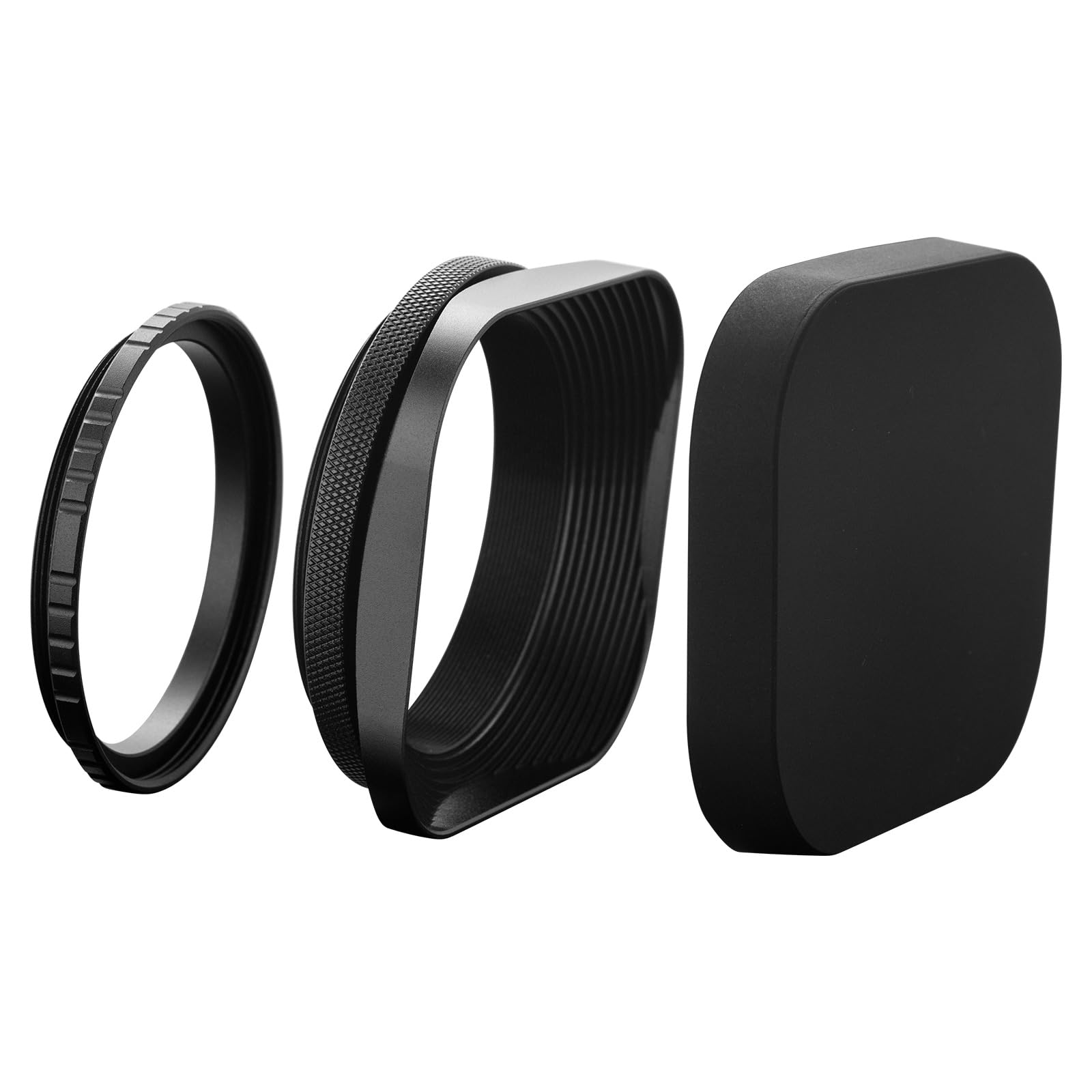Paraluce rettangolare in metallo con anello adattatore da 49 mm, per obiettivi Canon Sony Fuji Leica