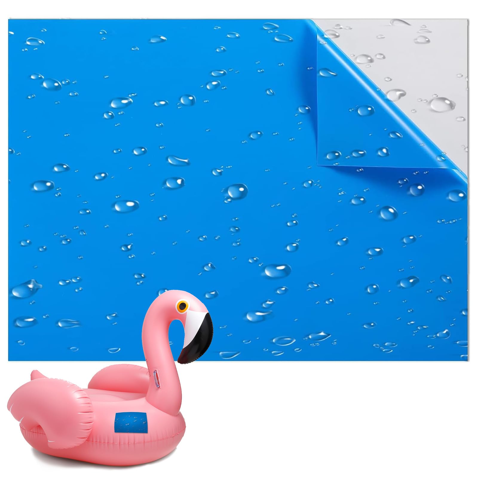 Teohhrn Vinyl Repair Patch Kit – Large 49x34in Self Adhesive PVC Patch for Swimming Pool Liners, Inflatable Pools, Air Beds and Bouncy Castles – Waterproof Heavy Duty Repair Solution Black