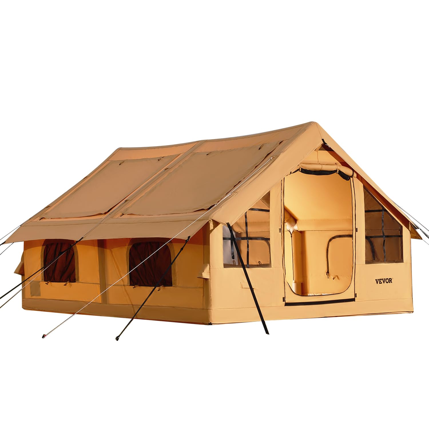 VEVOR Aufblasbare Zelte für Camping, einfach aufzubauen, aufblasbare Campingzelte mit Handpumpe, 300D Oxford 4-Jahreszeiten-Glamping-Zelt mit Herdwagenheber, Aufbewahrungstasche für einfaches