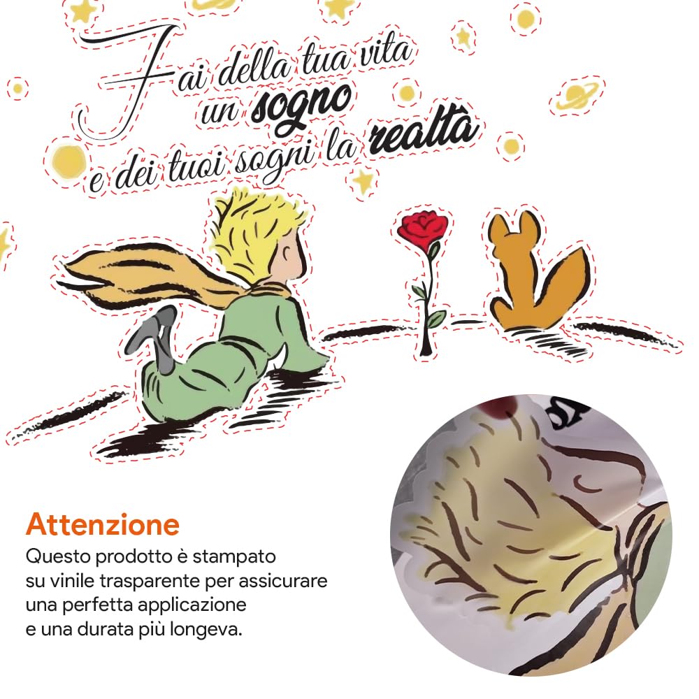 Adesivo Murale Piccolo Principe Fai della tua vita un sogno e dei tuoi sogni la realtà Adesivi Murali Da Parete Camera Da Letto Cucina Soggiorno