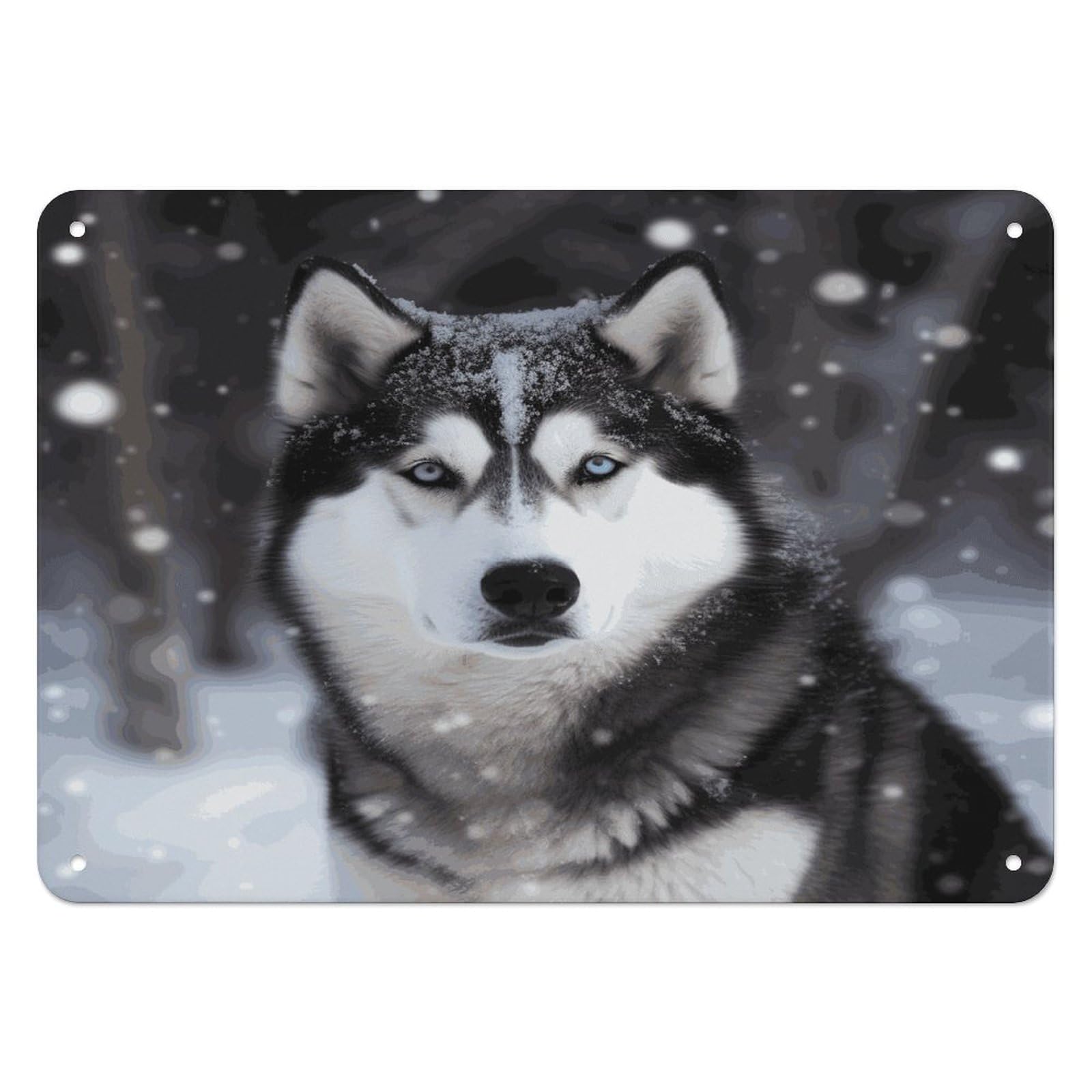 Btcowzrv Style Husky In Snow Dog Metal Sign, 5.5" X 7.9" Tin Wall Decor, Wall Art Plaques For Home Wedding Decor Room Living Room Decoration