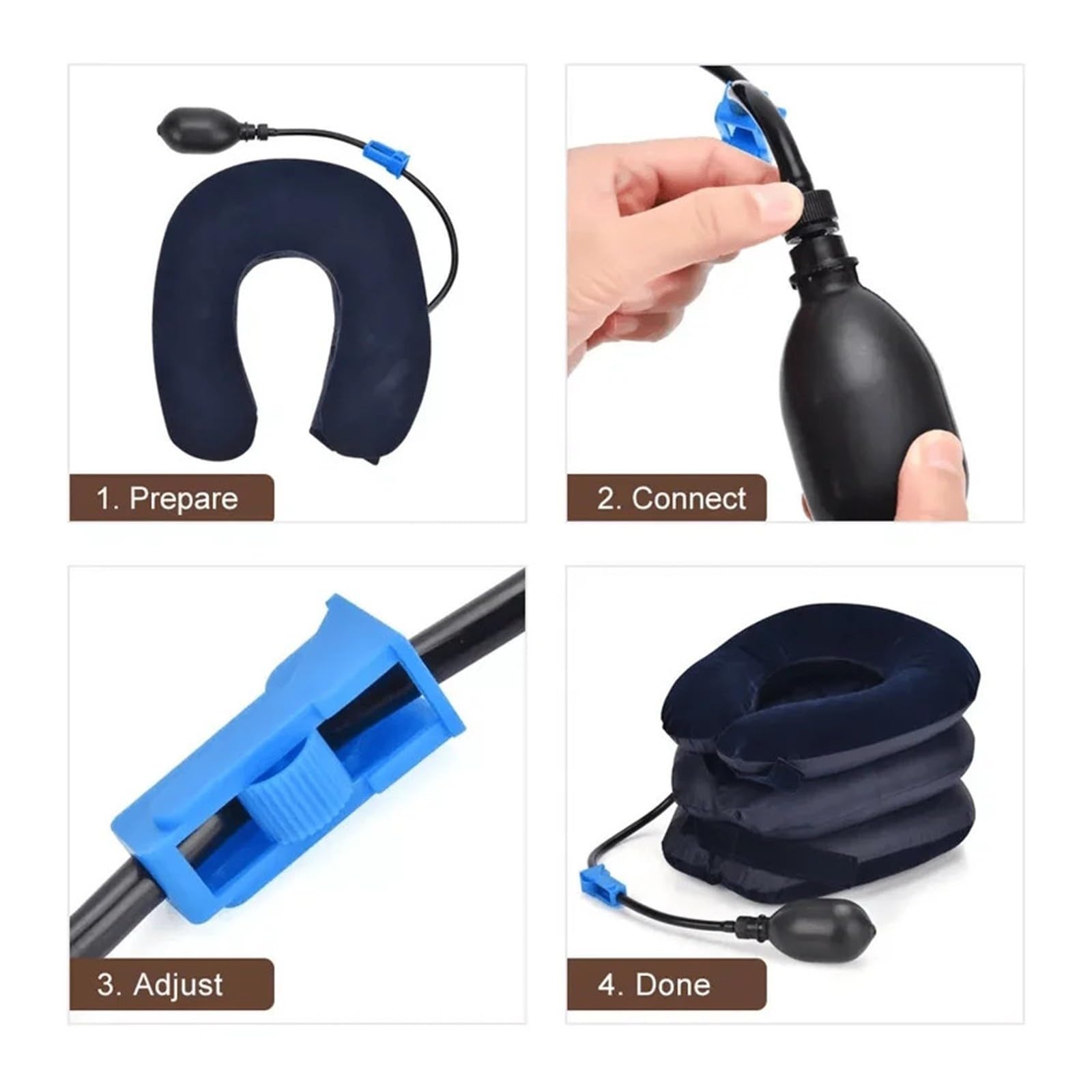 Adjustable Inflatable Neck Pillow For Travel Car Airplane