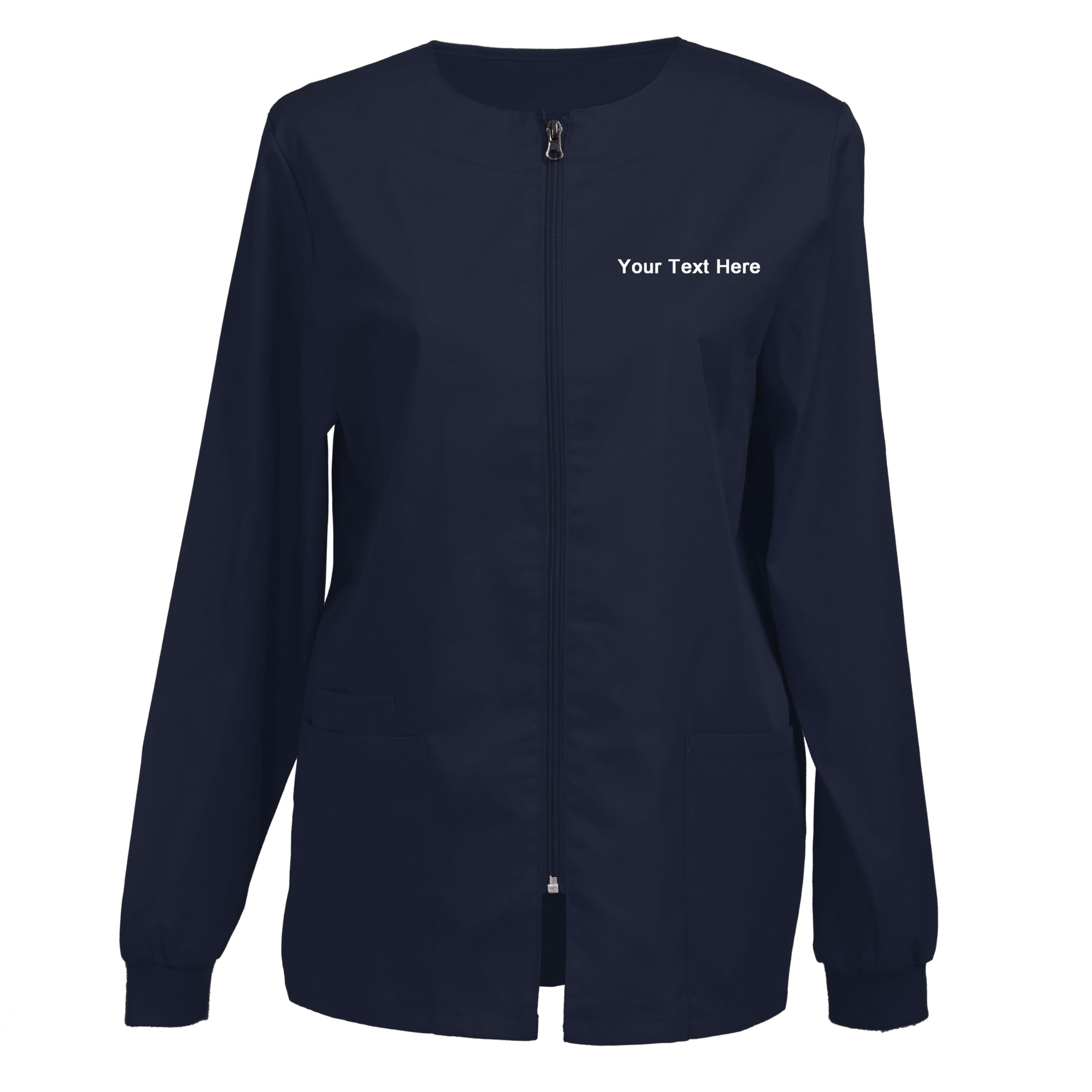 Giacca Scrub Donna Ricamata Personalizzabile, Chiusura con Zip — Aggiungi Testo Ricamato