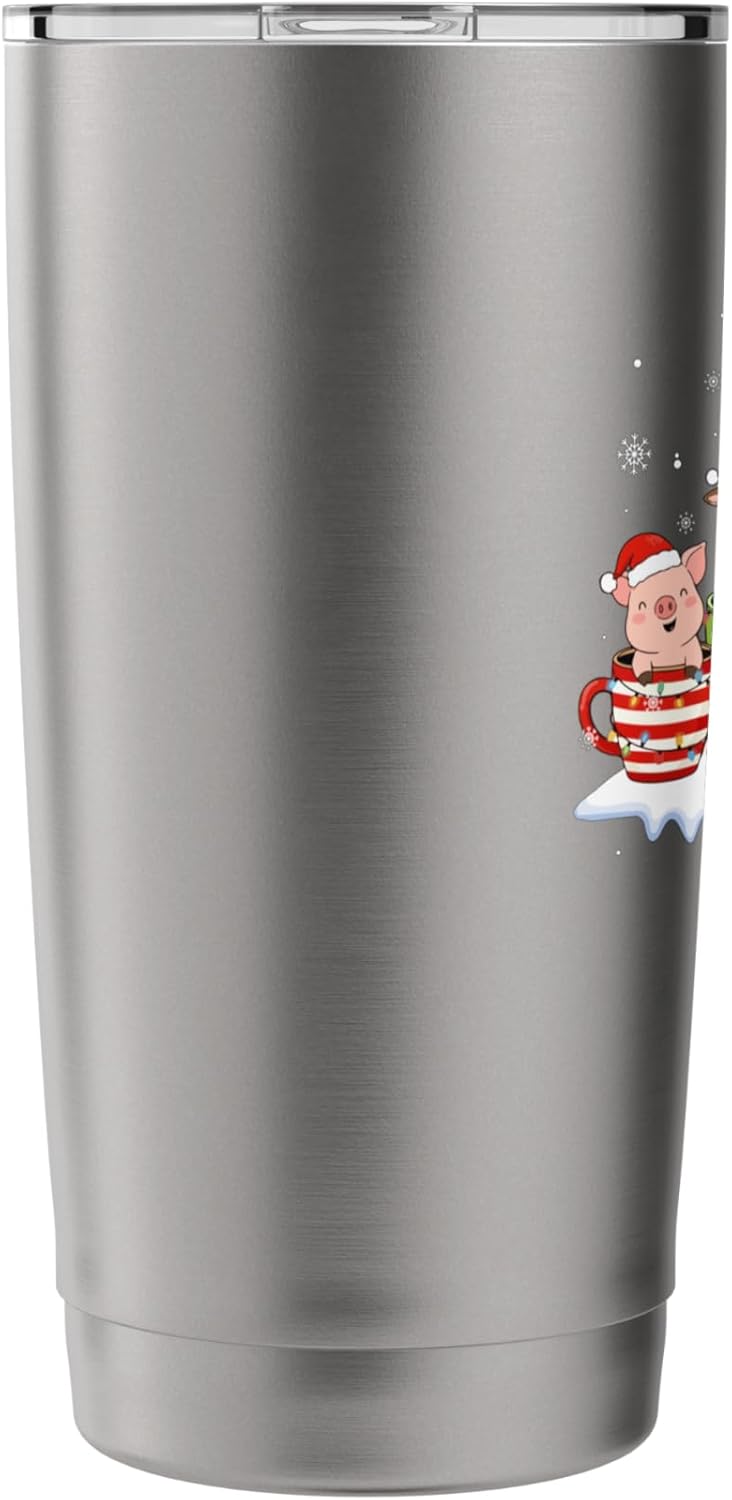 Group Santa Reindeer Elf Farm Animals In Coffee Cups Xmas Stainless Steel Insulated Tumbler - Image 4