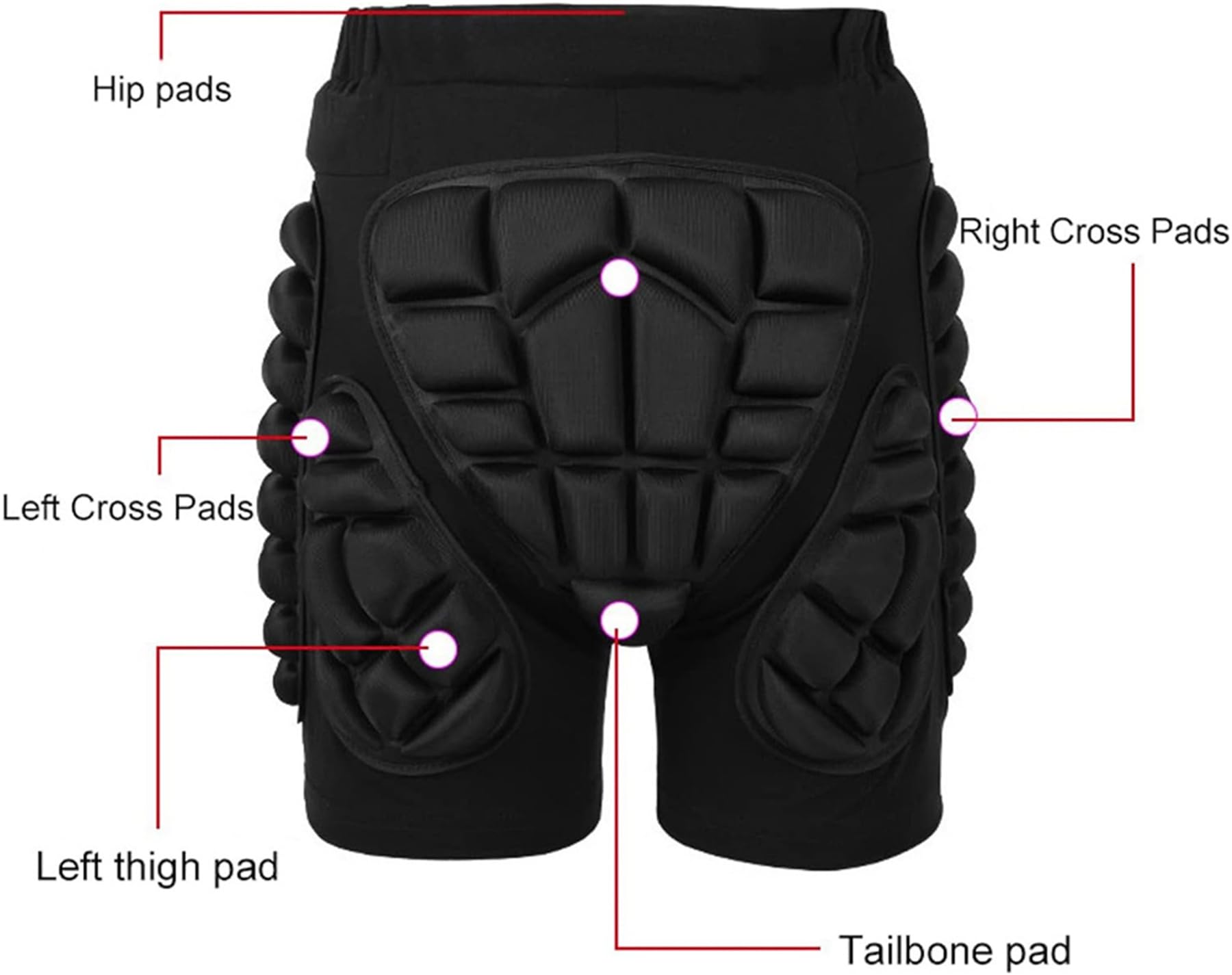 Hotfiary 3D Protection Hip Butt EVA Paded Short Pants Protective Gear Guard Crash Impact Pad Ski Ice Skating Snowboard