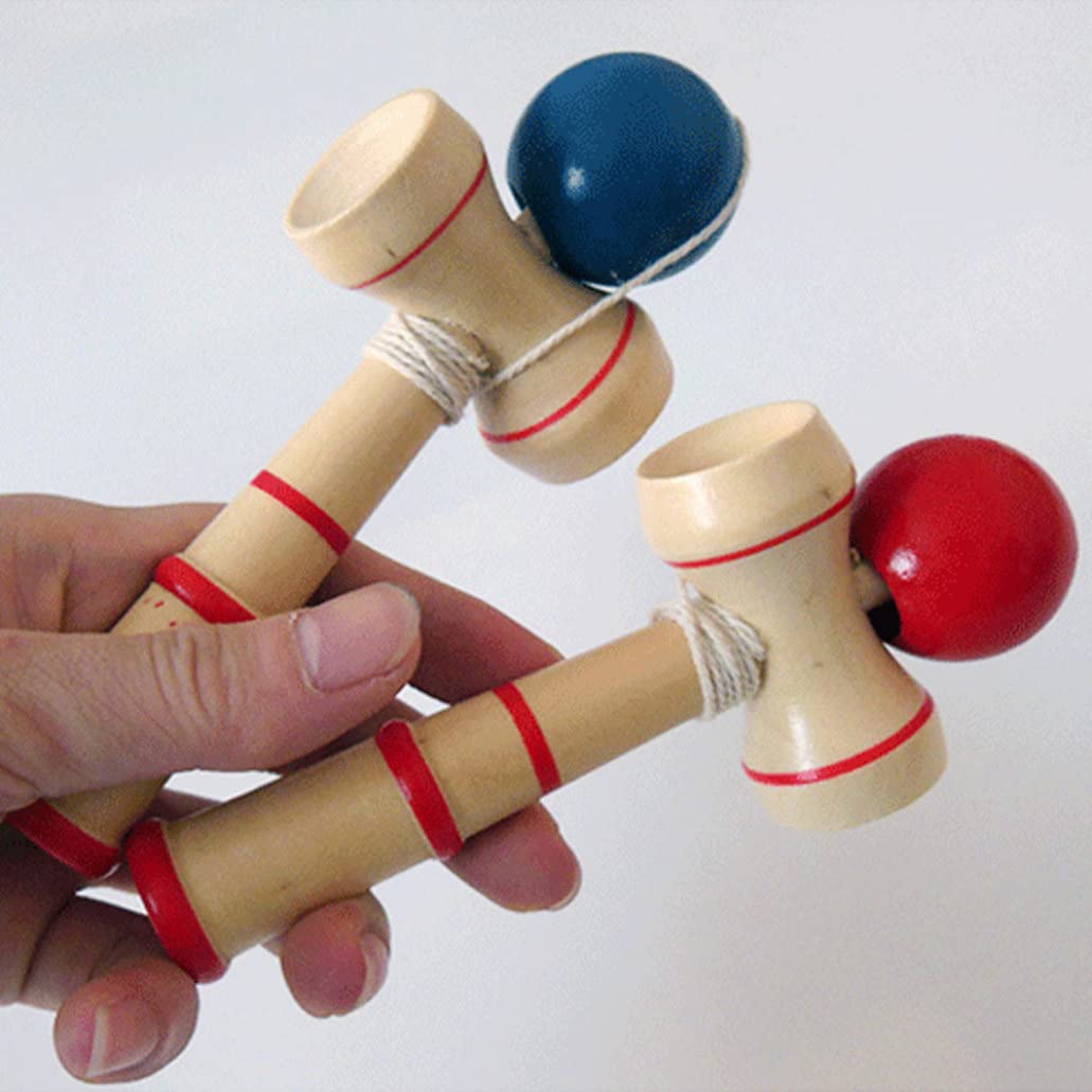 Kendama, Kendama de Madera, Juguete de Copa de Bola Azul, Juego de Habilidad de Equilibrio japonés clásico, Juguete de Habilidad de Madera, Juguetes japoneses
