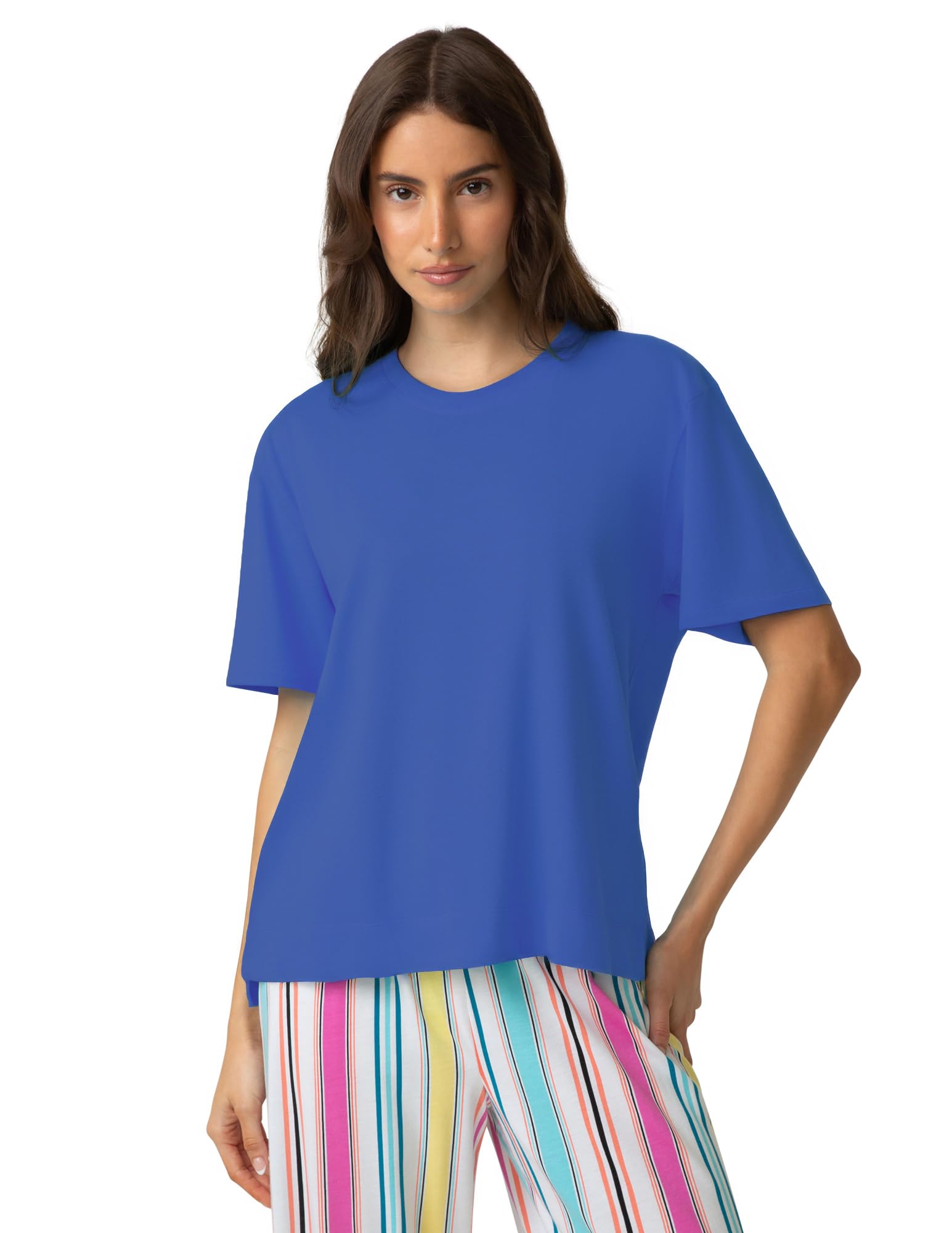 HUE Women's Summer Vacation Pajama Separates, Soft, Whimsical Print Pjs with Tropical Beach Themes, Flip Flops, Cocktails