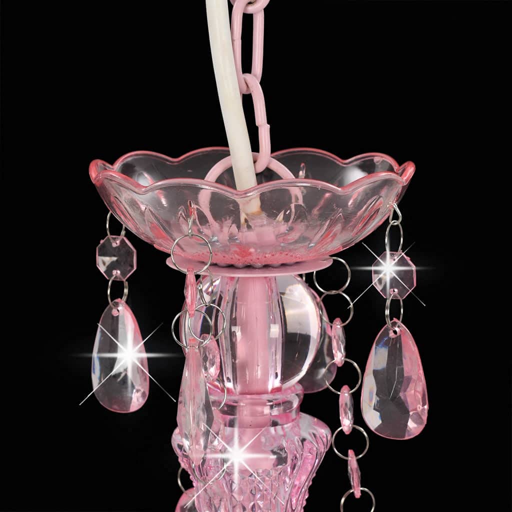 Generisch Kronleuchter mit Perlen Rosa Rund 3×E14,Heim Garten,Beleuchtung,Lampen-281598
