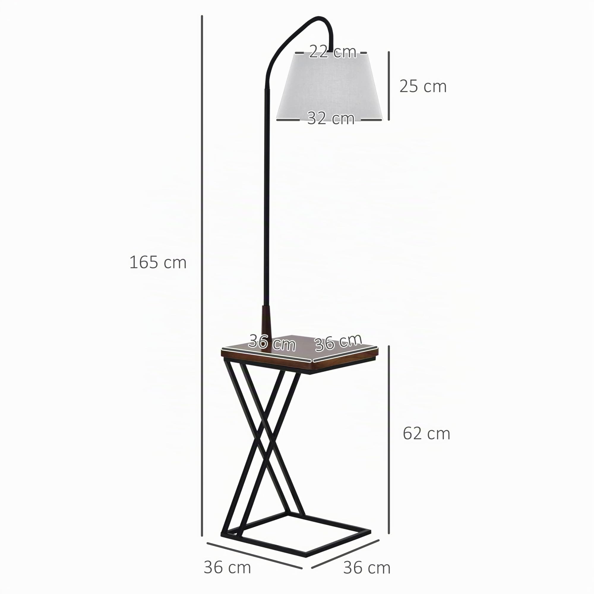 HOMCOM Lampada da Terra Moderna con Caricatore Wireless 36x36x165 cm | Testa Flessibile, per Soggiorno, per Camera da Letto, per Ufficio