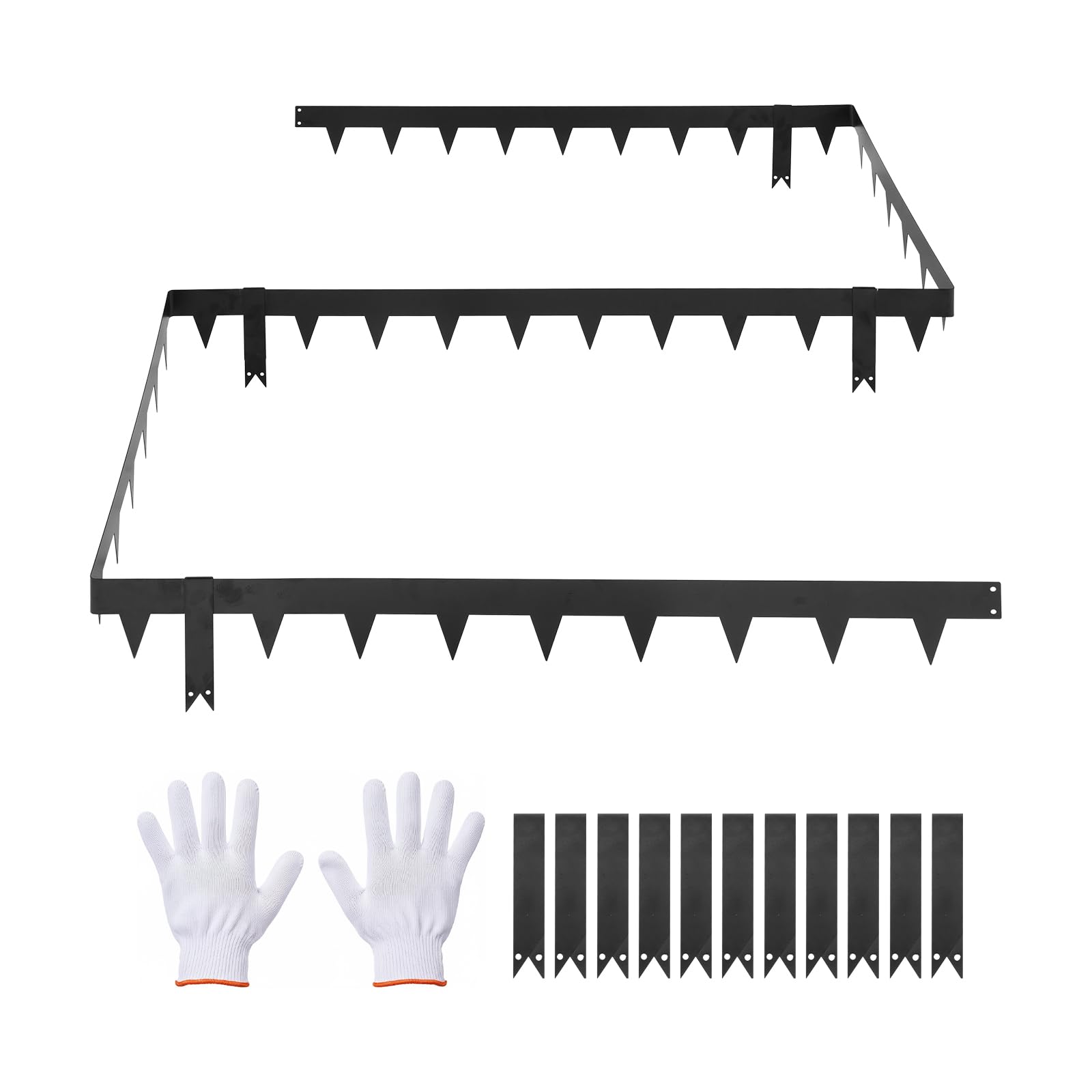 VEVOR Bordure de Jardin Métal 101,6x11,4 cm Bordure de Pelouse Acier Galvanisé Lot de 10 pour Massifs Fleurs, Allées, Délimitation Espace, Aménagement Paysager, Flexible, avec 11 Clips Fixation, Noir