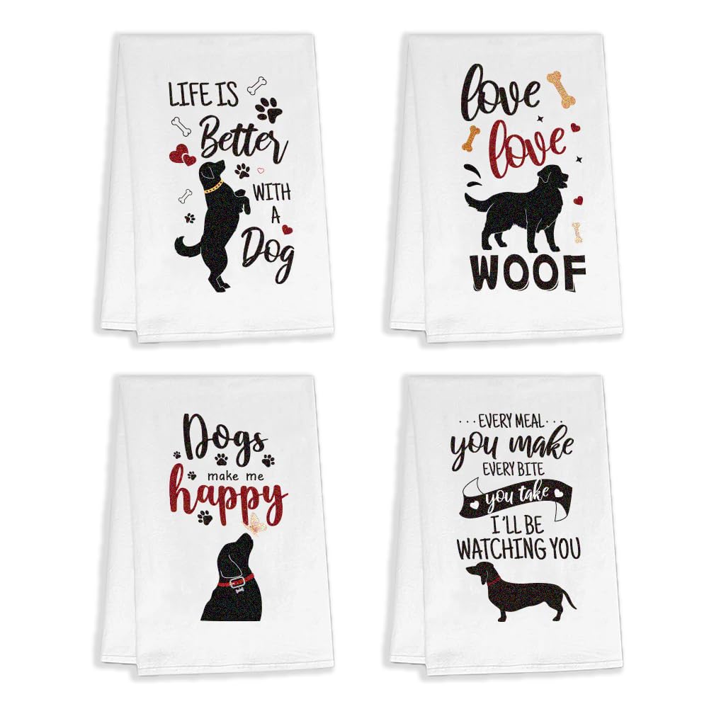 4 essuie-mains chiens mignons PLIGREAT en tissu absorbant de haute qualité pour la table