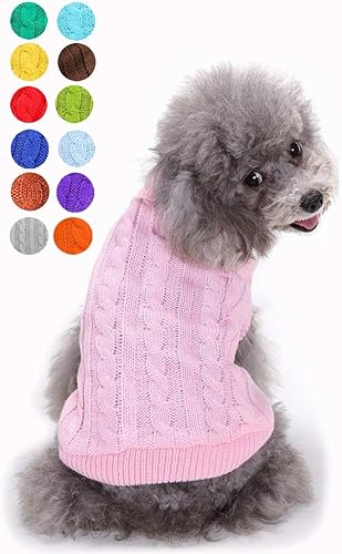 Miniatura 40 de Suéter para perros pequeños, medianos y grandes, gatos y cachorros, cálido, bonito, de invierno, clásico, con cuello alto, ideal para Navidad
