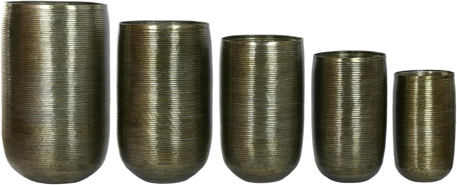 Macetero Set 5 Aluminium 50 x 50 x 89 Envejecido Cobre