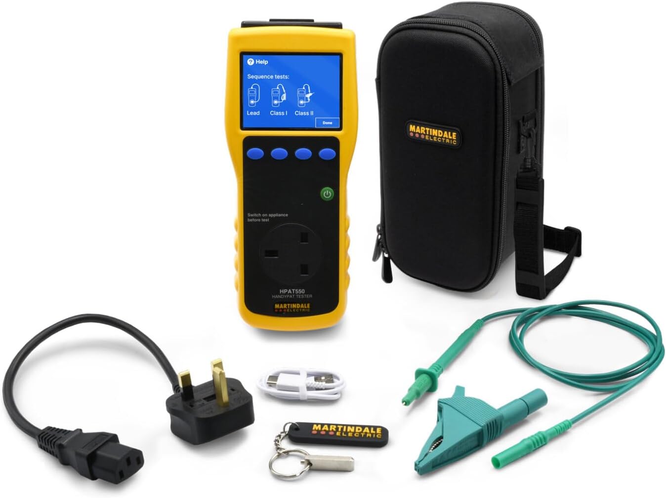 Martindale HPAT550 Handheld Portable Appliance Tester, Rechargeable, Colour Display, Class I & II Testing