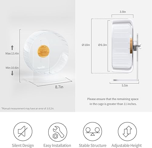 Miniatura 2 de Niteangel Ruedas de ejercicio súper silenciosas para hámster, ruedas giratorias silenciosas para hámster con soporte ajustable para hámsters, jerbos
