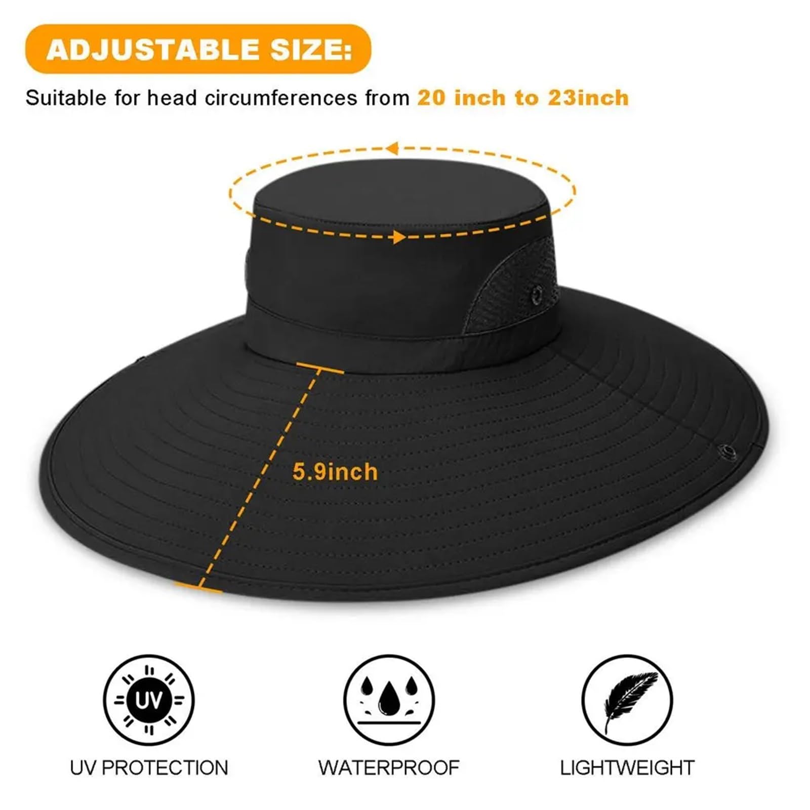 Cappello da Sole Cappello Largo da Uomo e Donna, Berretto da Pesca Estiva, Protezione Solare UV per Trekking Camminata(Light Gray)