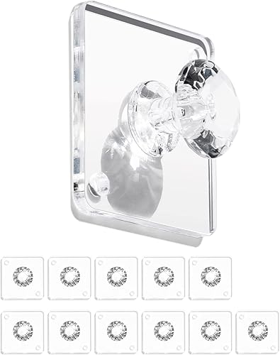 Zreal Ganchos de pared adhesivos acrílicos de diamante, paquete de 12 pequeños ganchos decorativos transparentes para llaves, joyas, toallas, cocina