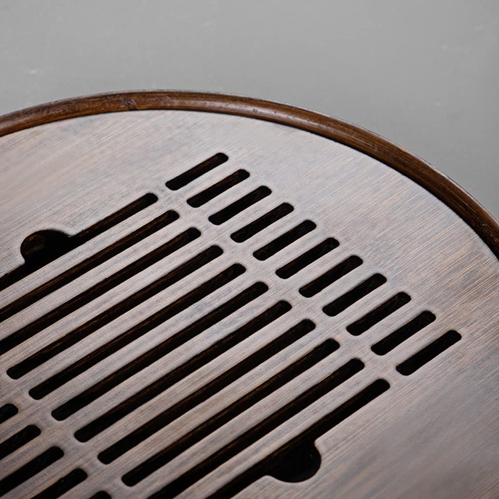 Forme Ronde Bambou de Qualité Plateau a Thé, Mini Table de Service Plaques Stockage de L'eau de Drainage Kung Fu Plateau a Thé pour Teahouse Domicile Bureau (Size : 25 * 25 * 5cm)