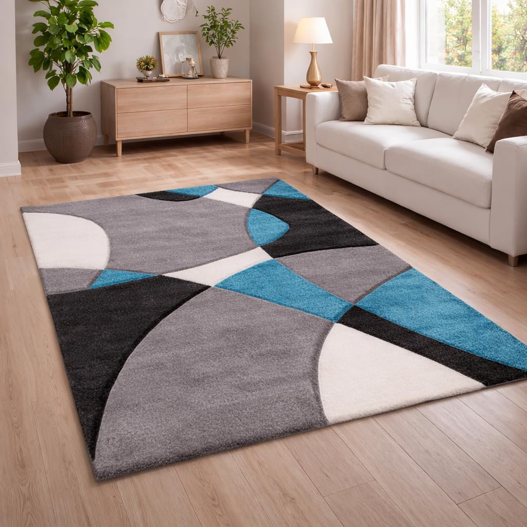 Paco Home Modern Area Rug with Artful Pattern in Brown Cream, Size: 6'7" x 9'6"