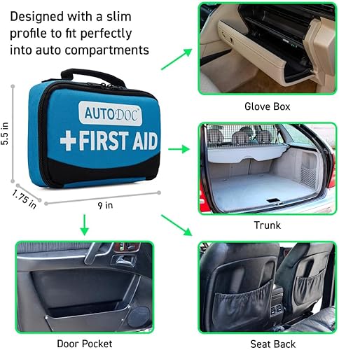 Miniatura 2 de Kit de primeros auxilios para automóviles, camiones o vehículos de flota kit de emergencia de 100 piezas con funda resistente al agua, cumple con