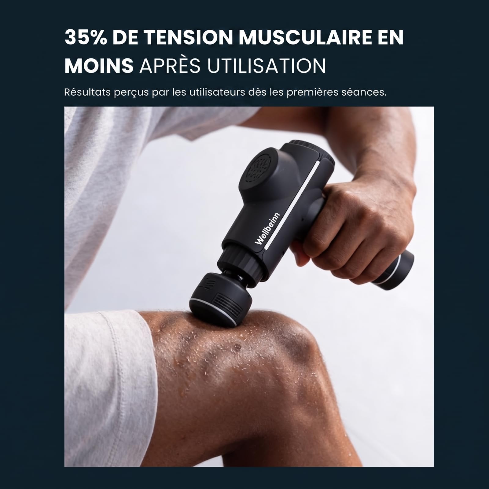 WELLBEINN Pistolet de Massage Musculaire Chaud et Froid | Massage Gun Professionnel Tissus Profonds | 5 Vitesses | 5 Têtes de Massage