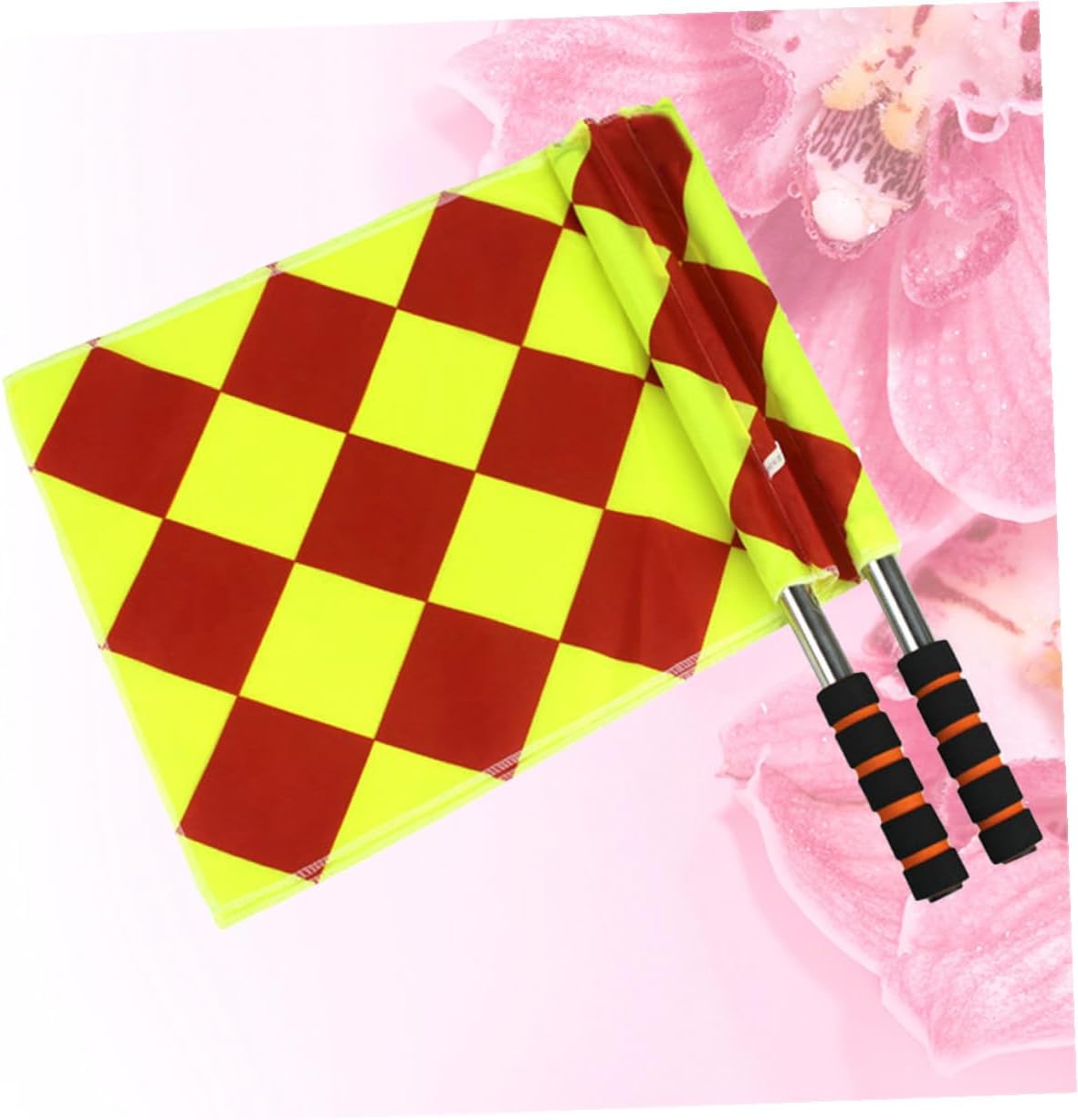 Football Referee Corner Flags Set 2pcs Patrol Hand Flags with Carry Bag Sturdy Nylon for Soccer Field Officials and Training Matches Random Color