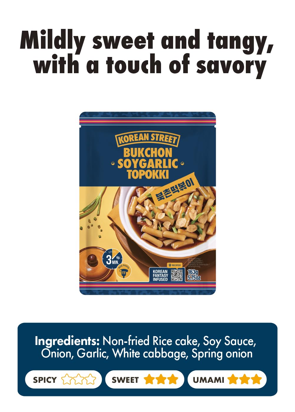 [Korean Street] Tteokbokki Bukchon con Salsa di Soia e Aglio (2 PACK) - Snack coreano autentico con una perfetta miscela di sapori salati e dolci Topokki
