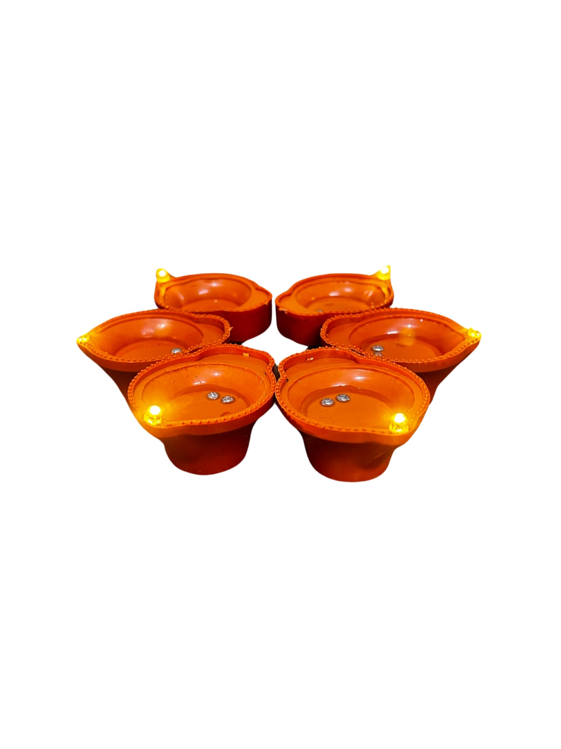 Sui Generis LED Light Water Sensor Diya Candle with Water Sensing Technology E-Diya Warm Orange Ambient Lights Led Candle Diyas for Festivals Decorations Water Sensor Led Diya Home,Diwali (Pack of 6)