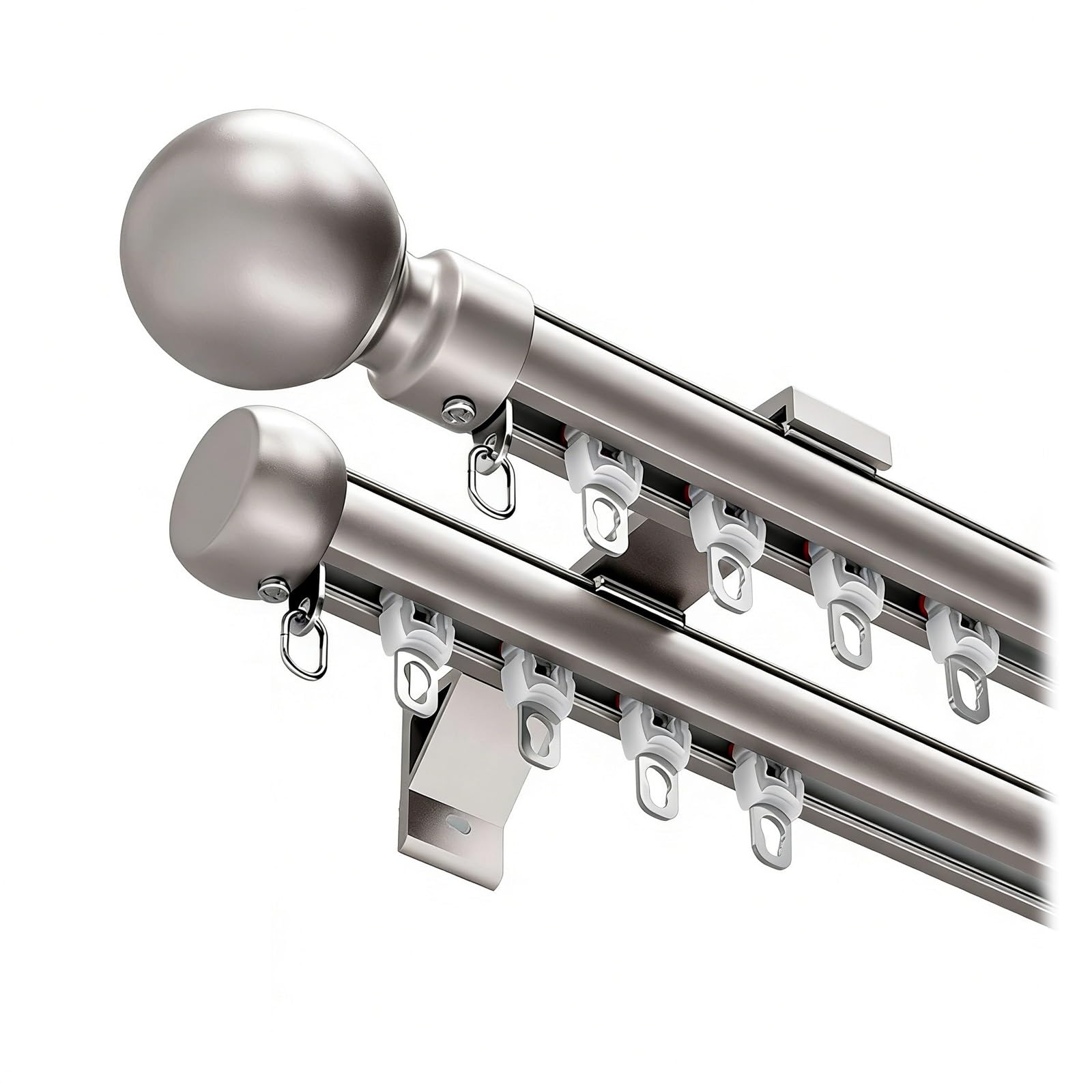 Aluminium-Doppelhauptschienen-Wandhalterung für 1,5 m - 4 m Gleitschienensystem, ideal für Raumteiler, Wohnzimmer, Hotels - Grau 4,1 m / 13.5ft